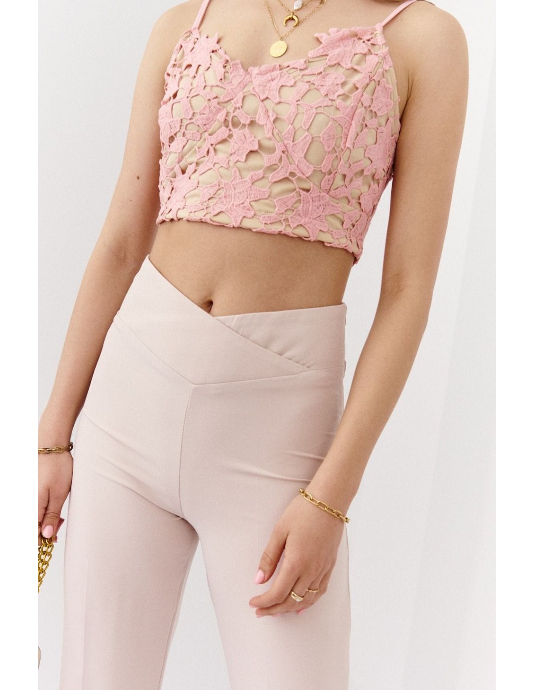 Light pink top with thin straps ZZ251 - Online store - Boutique